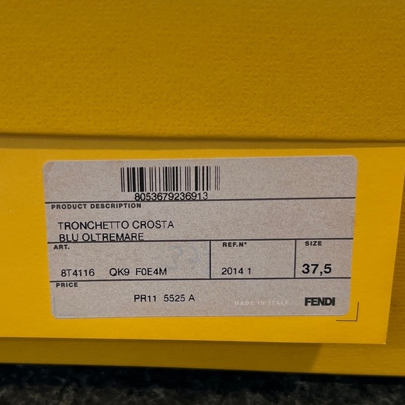 FENDI Women’s Navy Blue Suede Wedge Ankle Booties Size 37.5/6.5 NEW - Picture 8 of 8